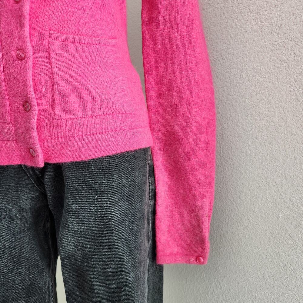 Vintage Y2K Studio Y Pink Wool Blend Knit Cardigan Sweater S Long Sleeve Barbie - Picture 3 of 12